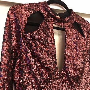 Burgundy sequins dress.